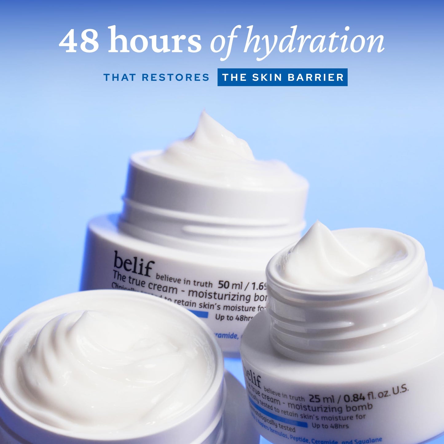 belif Moisturizing Bomb - Daily Ceramide Moisturizer with Peptide & Squalane, 48hr Hydration & Anti-Aging Cream, Milky & Lightweight, Restores Skin