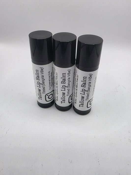 Tallow Lip Balm (3 Pack) (Tinted Sangria Vibe) Handmade Grass Fed Beef Tallow Lip Balm with Nourishing Oils Beauty and Personal Care Pilgrimage Vibes