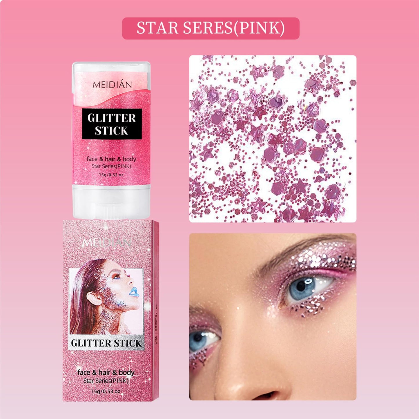 Body Glitter Stick Pink Glitter Face Paint Face Hair Body Makeup Festival Accessories Glitter