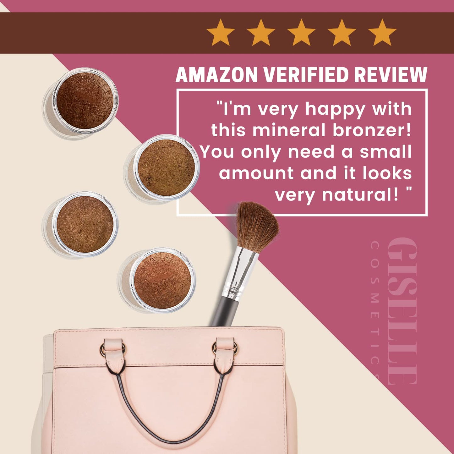 Giselle Cosmetics Gold Digger Loose Mineral Bronzer - Natural Face Powder, Highlighter Makeup, Contour Powder, Blush Palette, Matte Bronzer, Eyeshadow
