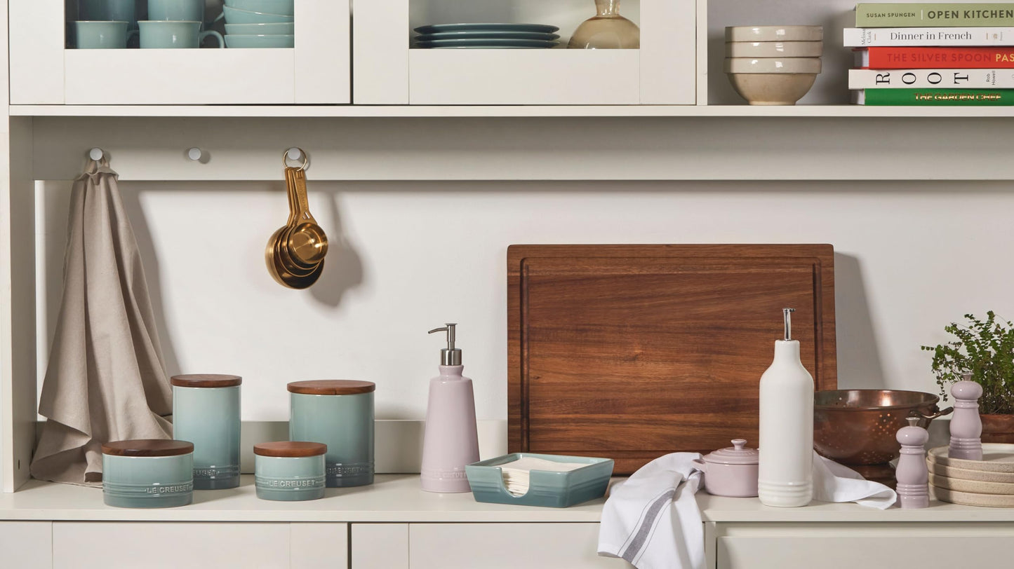 Le Creuset Signature Salt Cellar and Storage Canister with Wood Lid, 26 oz., White