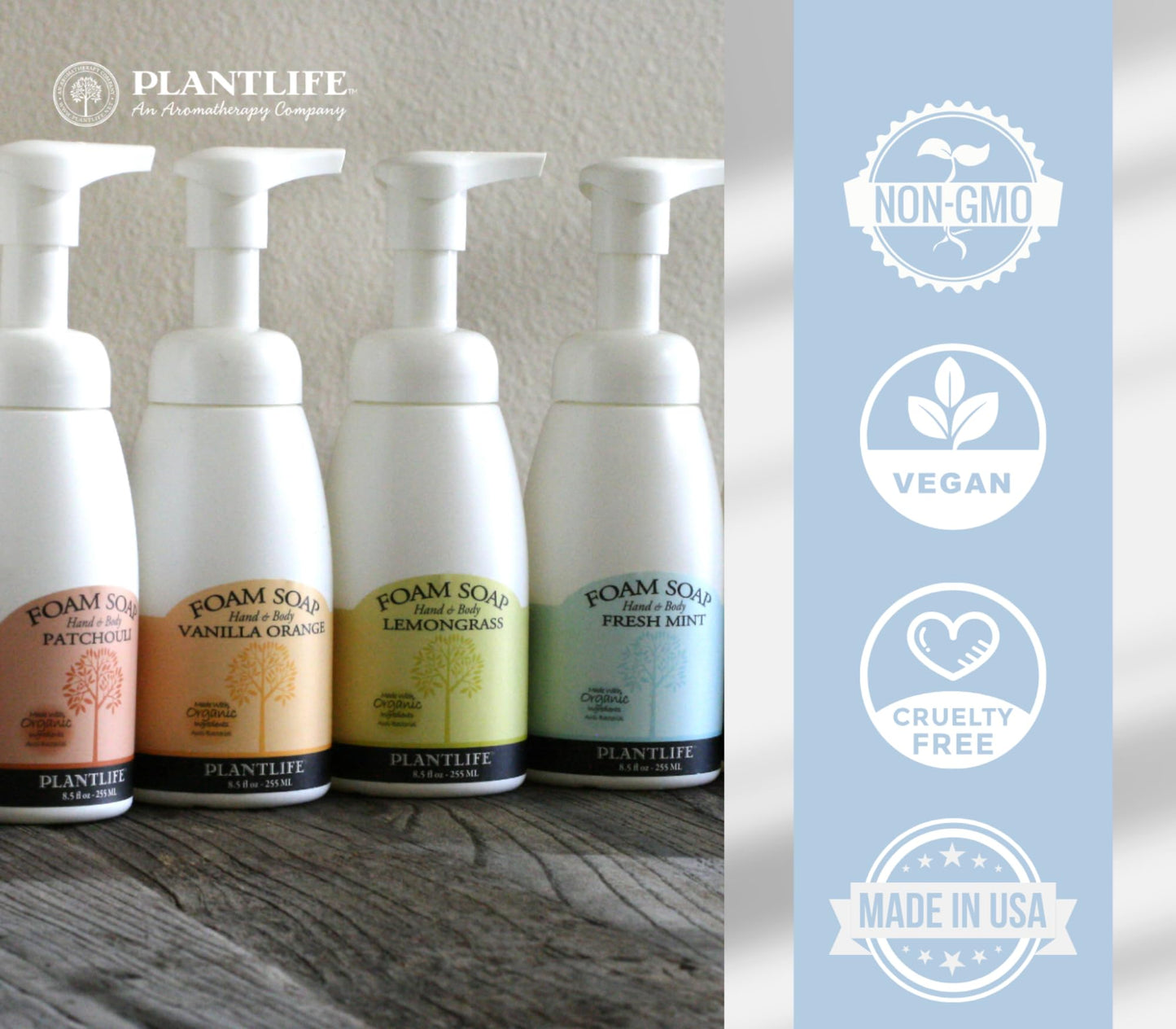 Plantlife Patchouli Foam Soap - Gentle, Moisturizing, Plant based Foam Soap - Ideal for use as a Hand & Body wash, Shaving Cream, and Foaming Fun