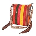 American Darling Large Crossbody Bag Saddle Blanket Fabric Genuine Leather Western Women Handbag Purse | Cute