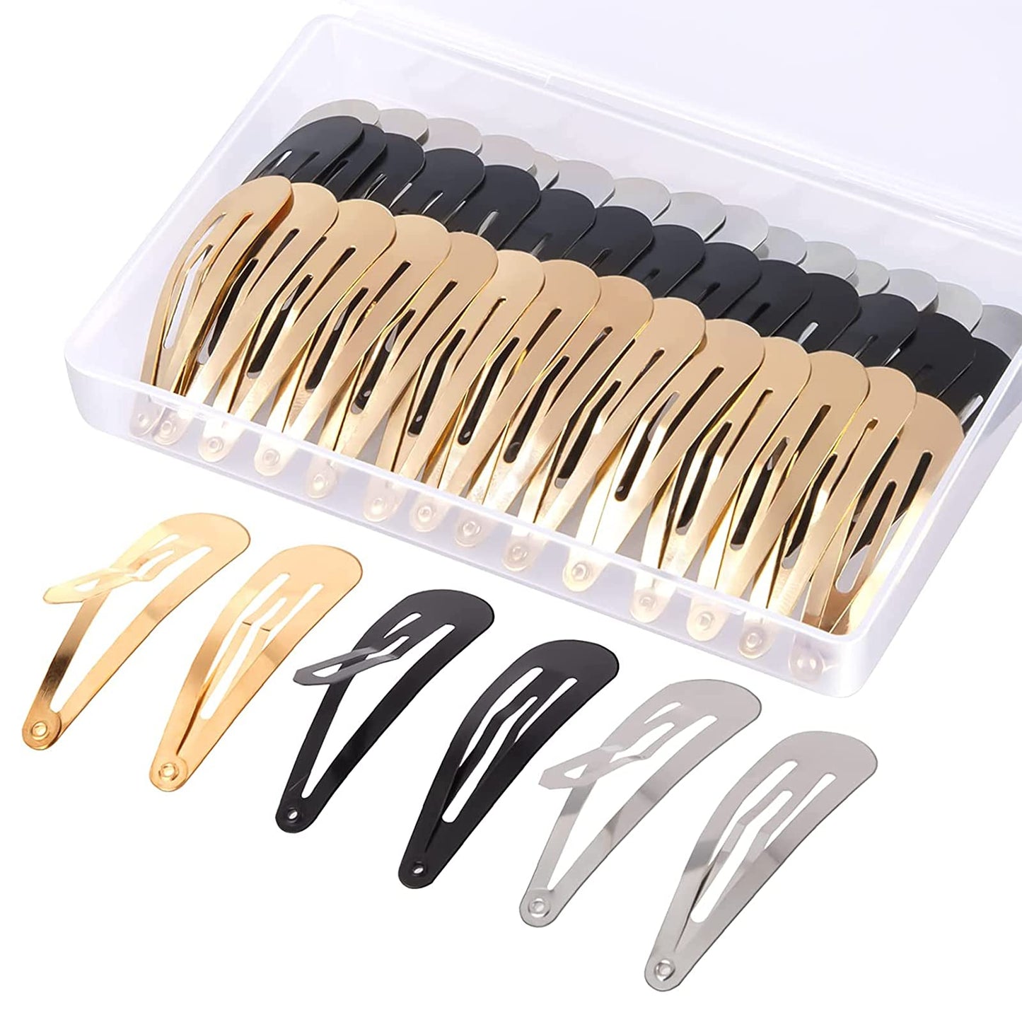 60 Pcs Snap Hair Clips with Storage Box, 2 Inch No Slip Metal Hair Clips Barrettes for Styling, Hair Pins Accessories for Toddlers, Girls, Kids