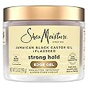 SheaMoisture Edge Control Strong Hold Gel+Flaxseed Jamaican Black Castor Oil Keeps Edges in Place,No Flakes,Infused With Hydrolyzed Corn