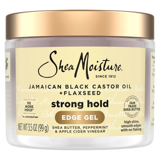 SheaMoisture Edge Control Strong Hold Gel+Flaxseed Jamaican Black Castor Oil Keeps Edges in Place,No Flakes,Infused With Hydrolyzed Corn