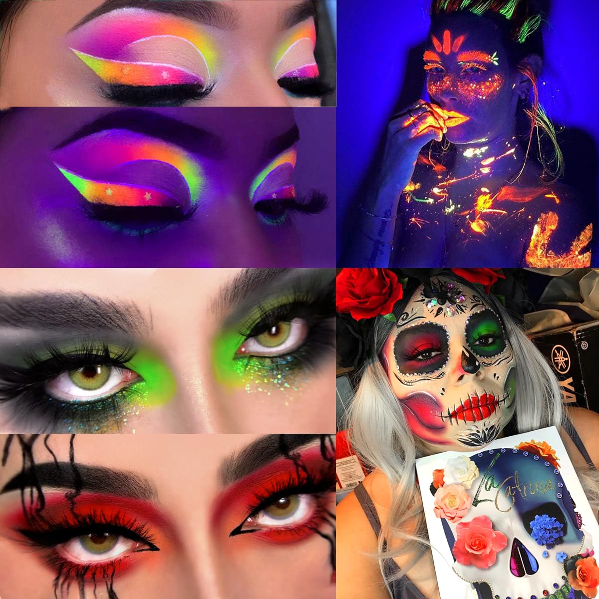 Afflano Colorful Rainbow Eyeshadow Palette High Pigment 54 Color, Halloween Eyeshadow Makeup Palette Sombras de Ojos, Neon Glow in Dark Eye Shadow