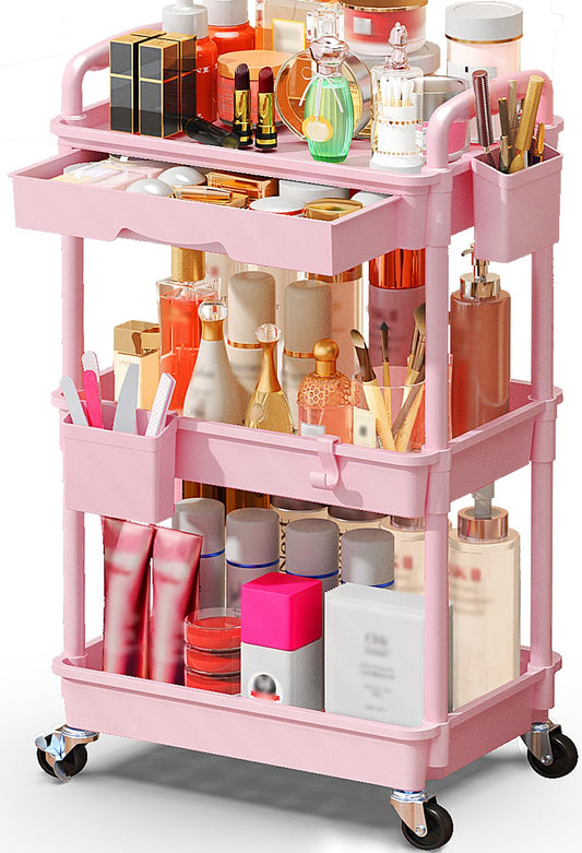 SUNALLY Makeup Cart Organizer with Drawers, Floor Skincare Organizers Vanity Storage Organizer, Rolling Makeup Bathroom Storage Cart Cosmetics Display Beauty and Personal Care SUNALLY Default Title