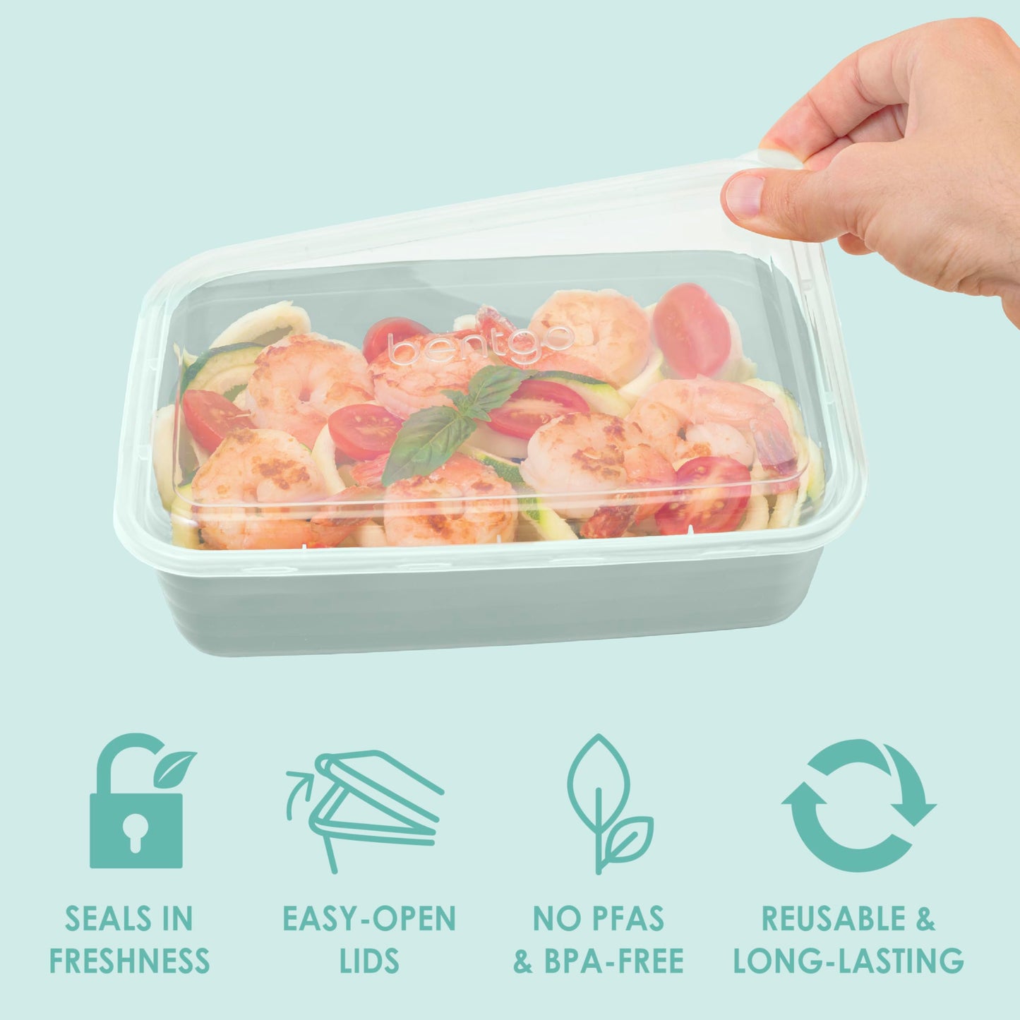 Bentgo Prep - 20-Piece 1-Compartment Reusable Meal Prep Containers with Lids, PFAS & BPA Free Materials, Durable, Microwave, Freezer, & Dishwasher…