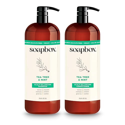 Soapbox Tea Tree Oil & Mint Shampoo & Conditioner Set, Leaves Hair & Scalp Balanced & Soothed - Clean Ingredients Free of Harsh Chemicals, Sulfates