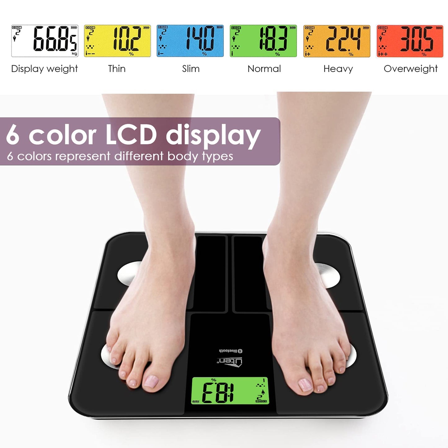Uten Smart Scale for Body Weight, Digital Bathroom Weighing Wireless Scales with Body Fat and Water Weight for People, Bluetooth BMI Electronic Body…