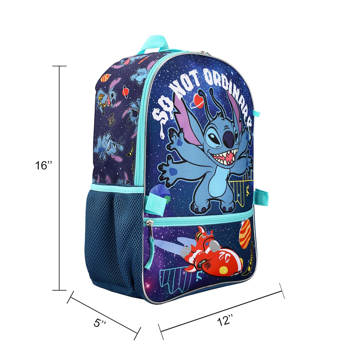 BIOWORLD Unisex Lilo & Stitch 5 Piece Backpack Set (Little Kid/Big Kid), Purple, One size
