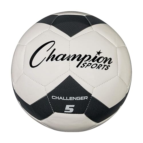 Champion Sports Challenger Soccer Ball, Size 5, Black/White