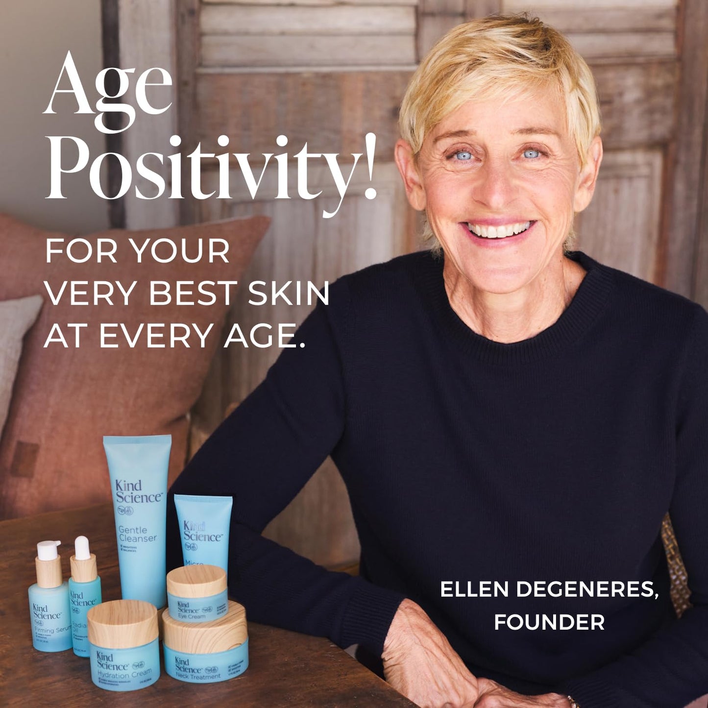 Kind Science by Ellen DeGeneres Eye Cream - Under Eye Cream for Wrinkles Noticably Smooths & Moisturizes - Anti Aging with Hyaluronuic Acid, Vitamin C