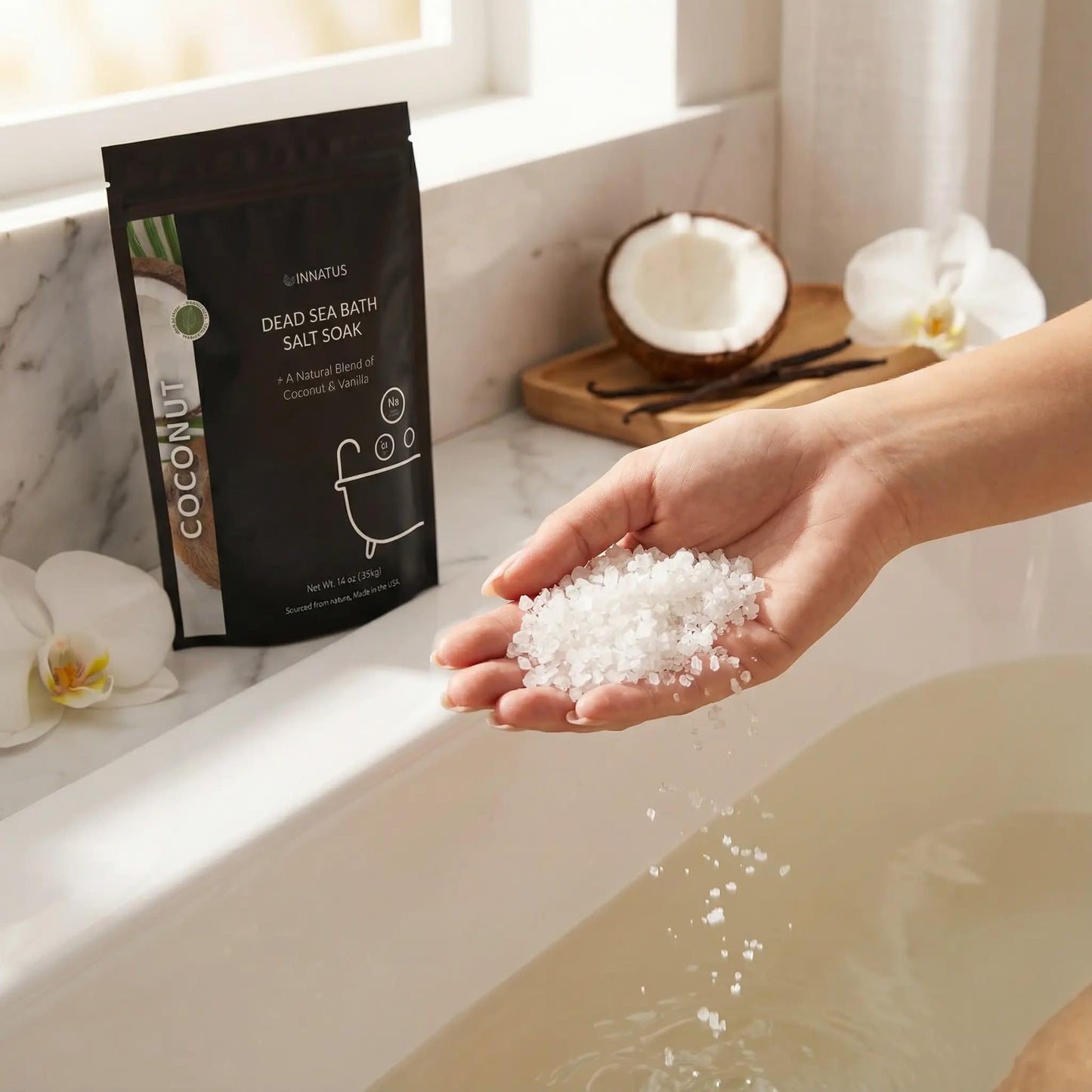 Dead Sea Soothing Bath Salt Soak with 21 Minerals - Relaxing, Detoxifying, and Nourishing for Skin - 14oz, Infused with Natural Oils - Rejuvenate Mind Beauty and Personal Care INNATUS