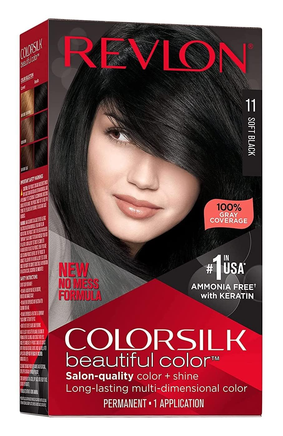 Revlon ColorSilk Beautiful Color, Soft Black [11] 1 ea (Pack of 2)