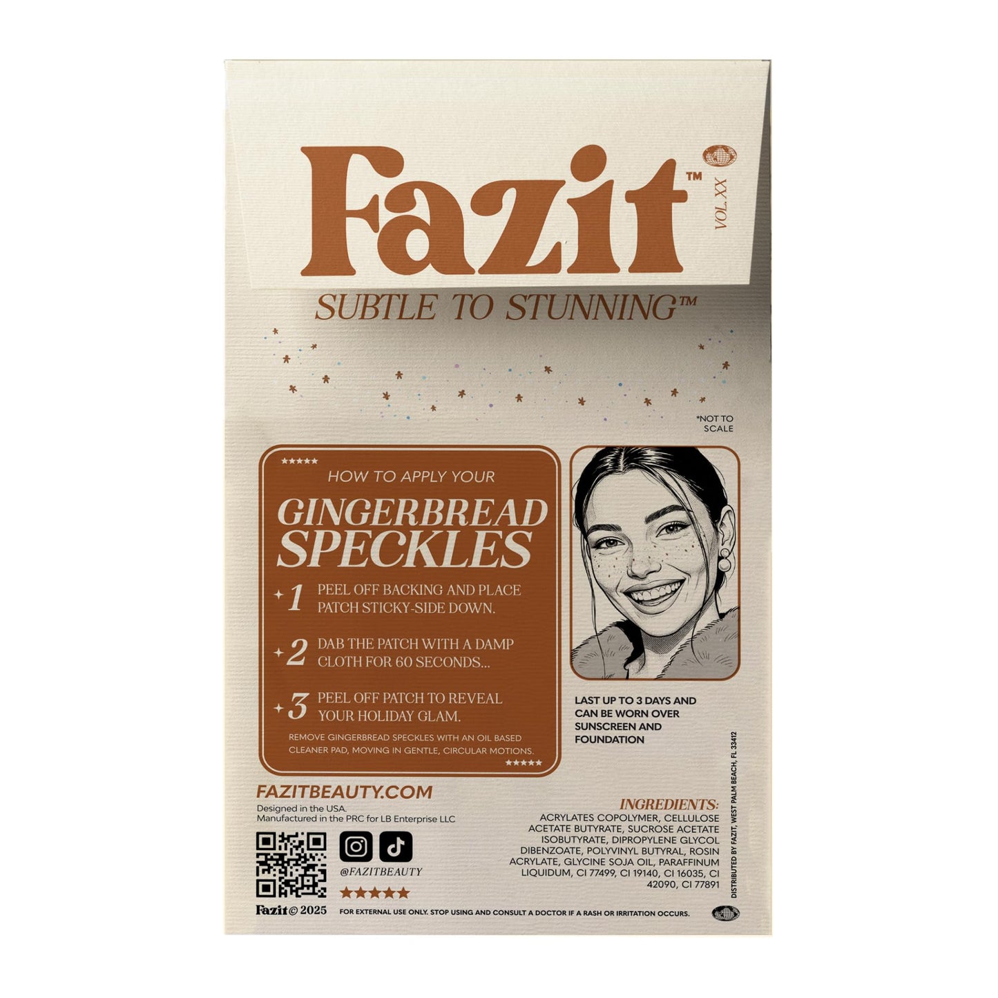 Fazit Makeup Patches - Gingerbread Speckles - Glow Up Make-Up Patches - Cute Glitter Makeup Accessories for Women - Cosmetic Glitter for Face
