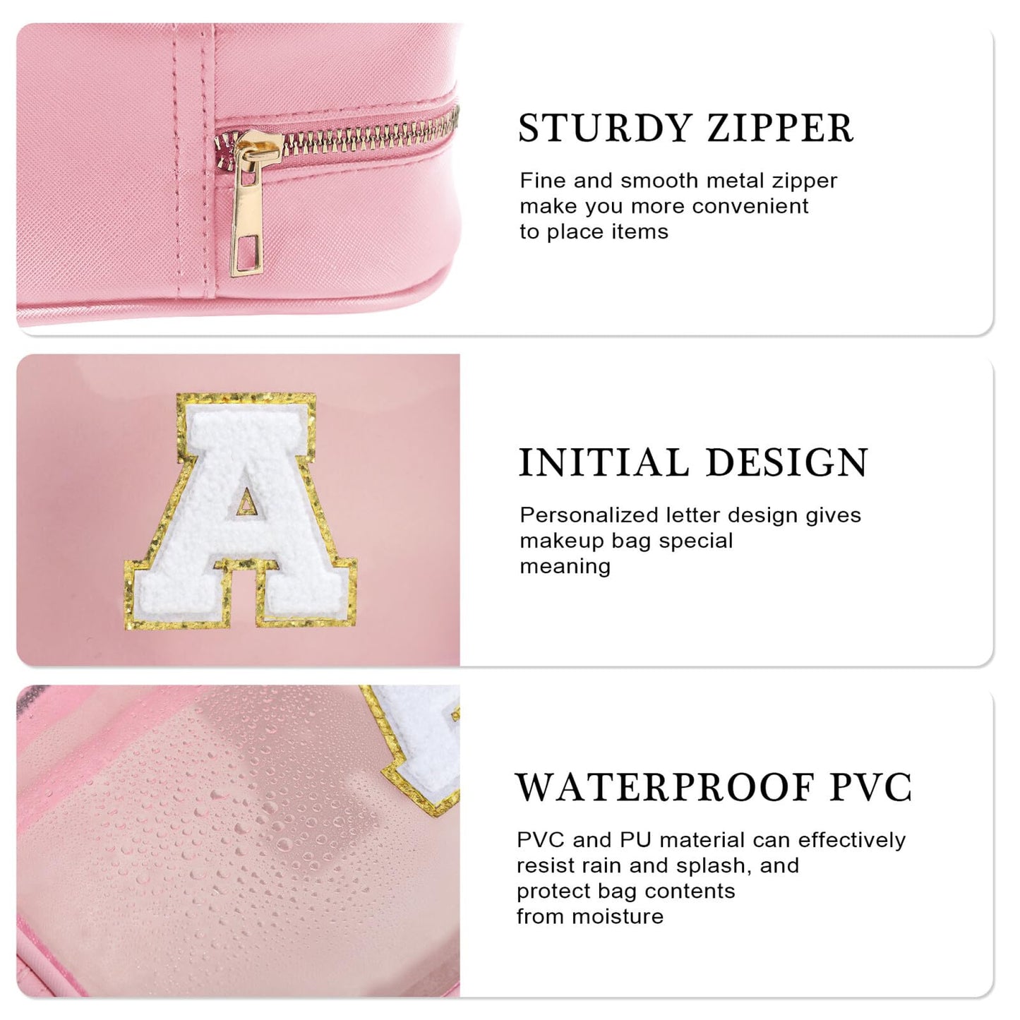 YOOLIFE Graduation & Teacher Gifts – Clear Travel Makeup Bag, Preppy Cosmetic Toiletry Organizer, Pink Gift for Girls, Teens & Girlfriend