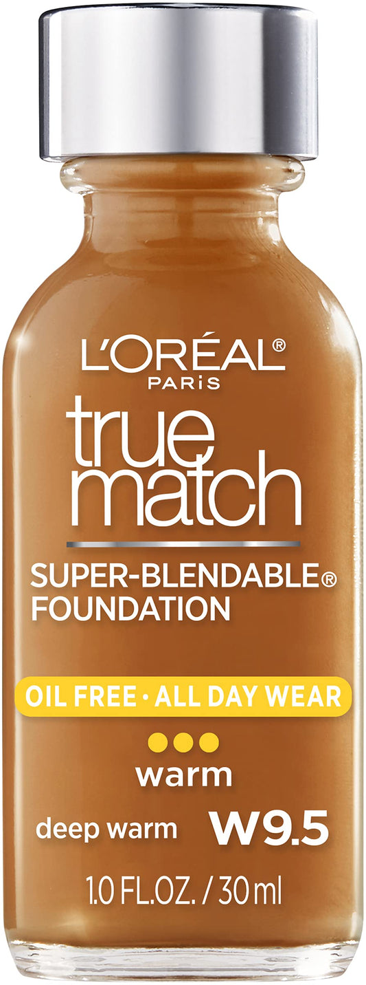 L’Oréal Paris Makeup True Match Super-Blendable Liquid Foundation, Deep Warm W9.5, 1 Fl Oz,1 Count
