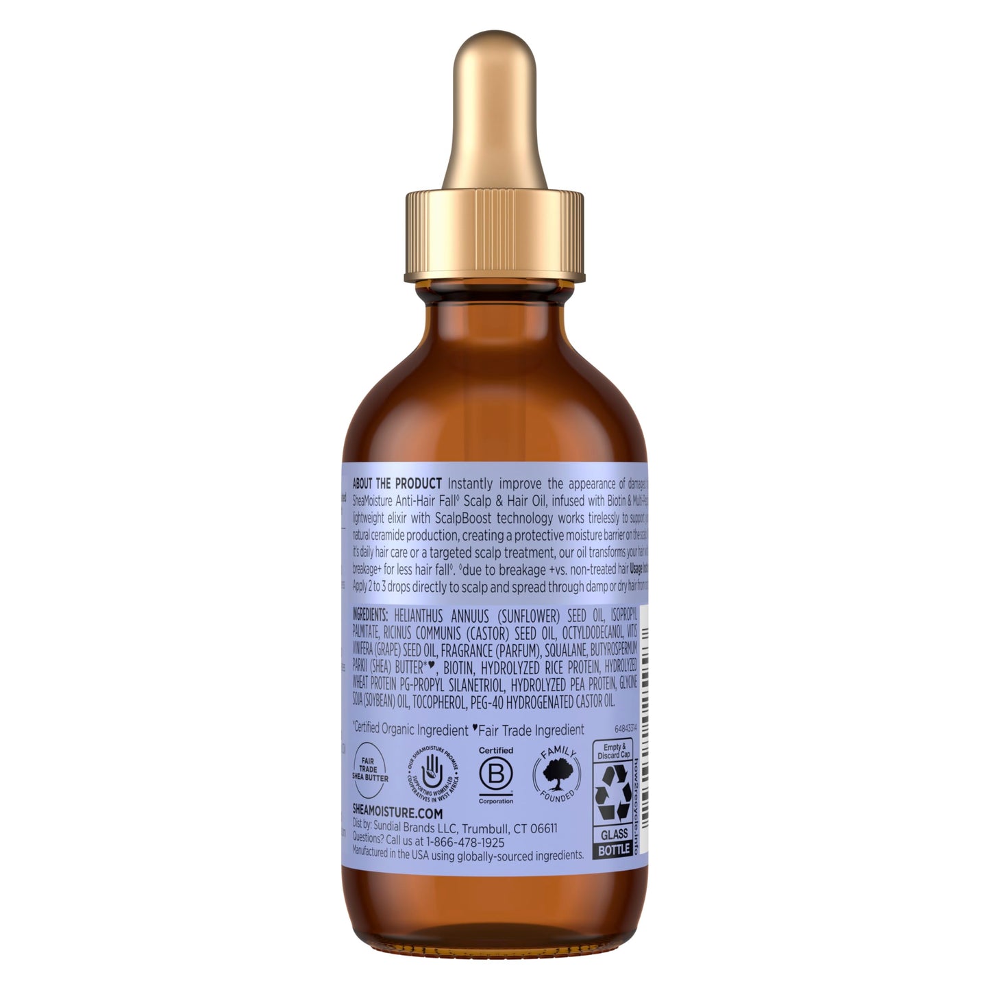 SheaMoisture Scalp & Hair Oil Anti-Hair Fall for Healthy Looking Hair and Moisturized Scalp, with Biotin & Multi-Peptide ScalpBoost Technology, 2 oz