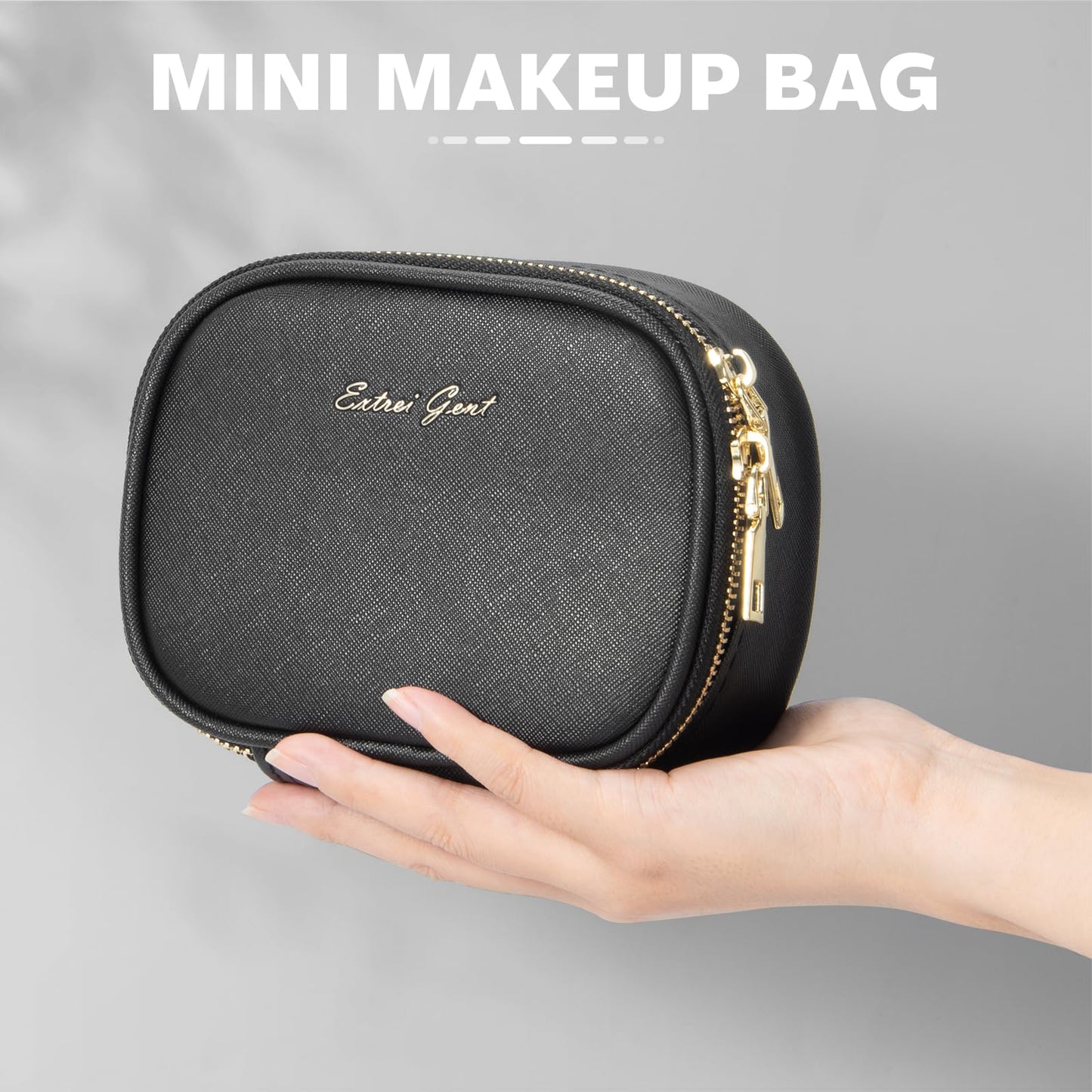 Mini Makeup Bag with Led Mirror, Small Travel Make up Bag 3 Light Modes Adjustable Brightness, for Women Organizer Cosmetic Bag, Portable Travel Train Beauty and Personal Care Extrei Gent