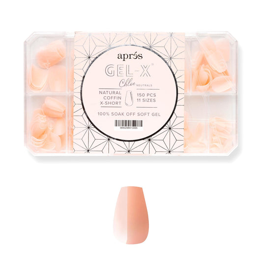 Apres Neutrals Gel-X Chloe Box Of Nail Tips, 11 Sizes 00-9, Soft Gel Tip Box (150pcs) (Natural Coffin Extra Short, 150) Beauty & Personal Care APRÉS
