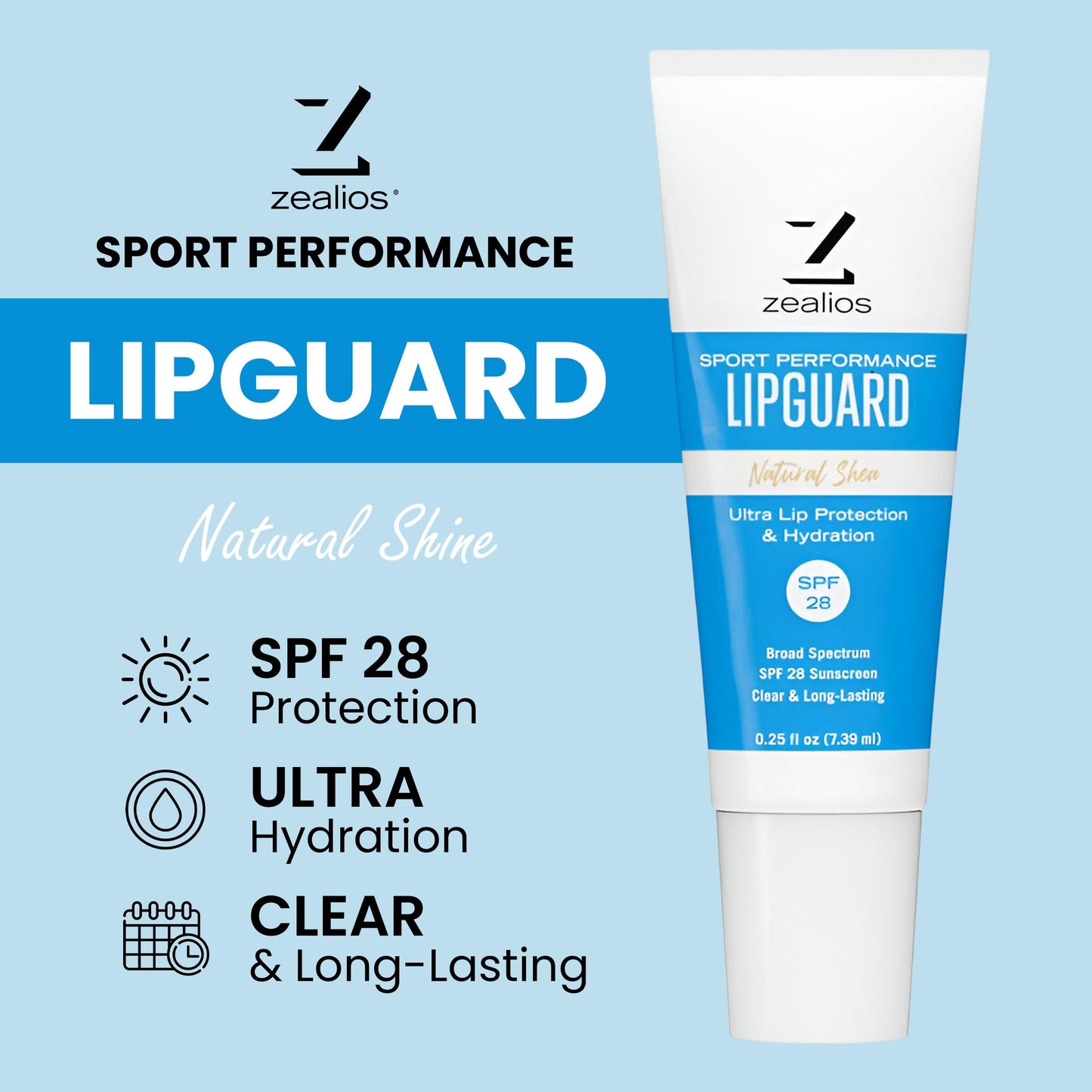 Zealios LipGuard Lip Balm 0.25 FL Oz Pack of 3 - SPF 28 UVA/UVB Protection - Hydrating Sunscreen Lip Balm for Dry and Cracked Lips - Paraben Free