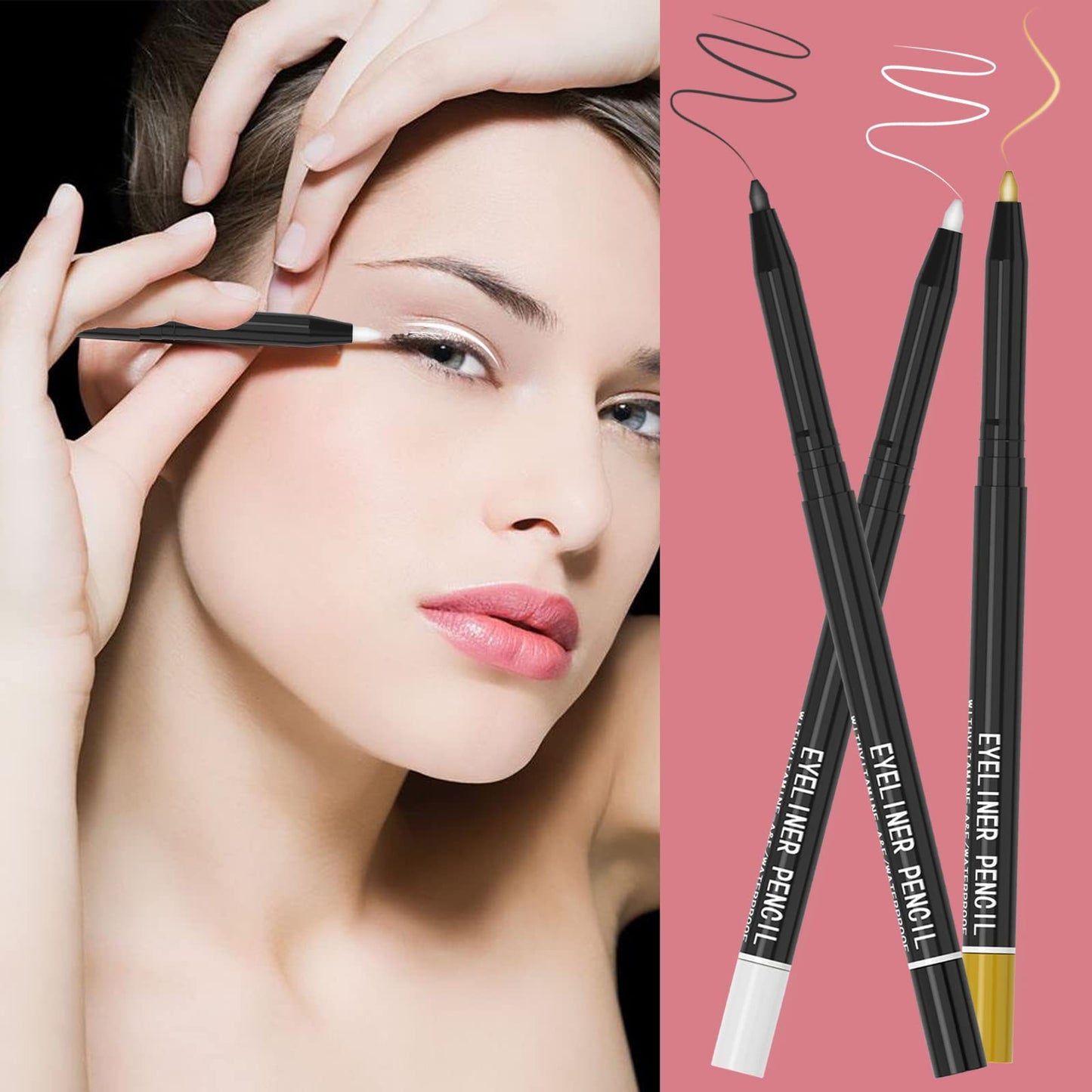 KAIQIKAIXI 12 Kinds Of Color Eyeliner Pen, Eyebrow,Eye Shadow Pencil, Lip Line Pen, Eyelid Pad, Pencil Makeup Set Tool 12PCS (Multicolor)
