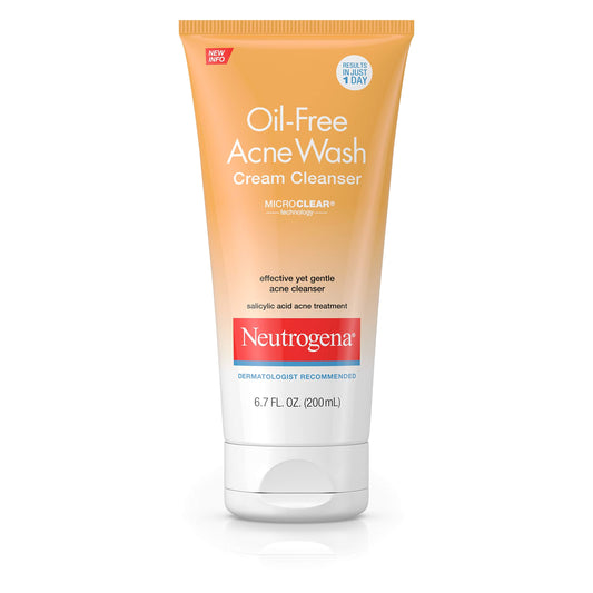 Neutrogena Oil-Free Acne Wash Cream Cleanser, 6.7 Fluid Ounce