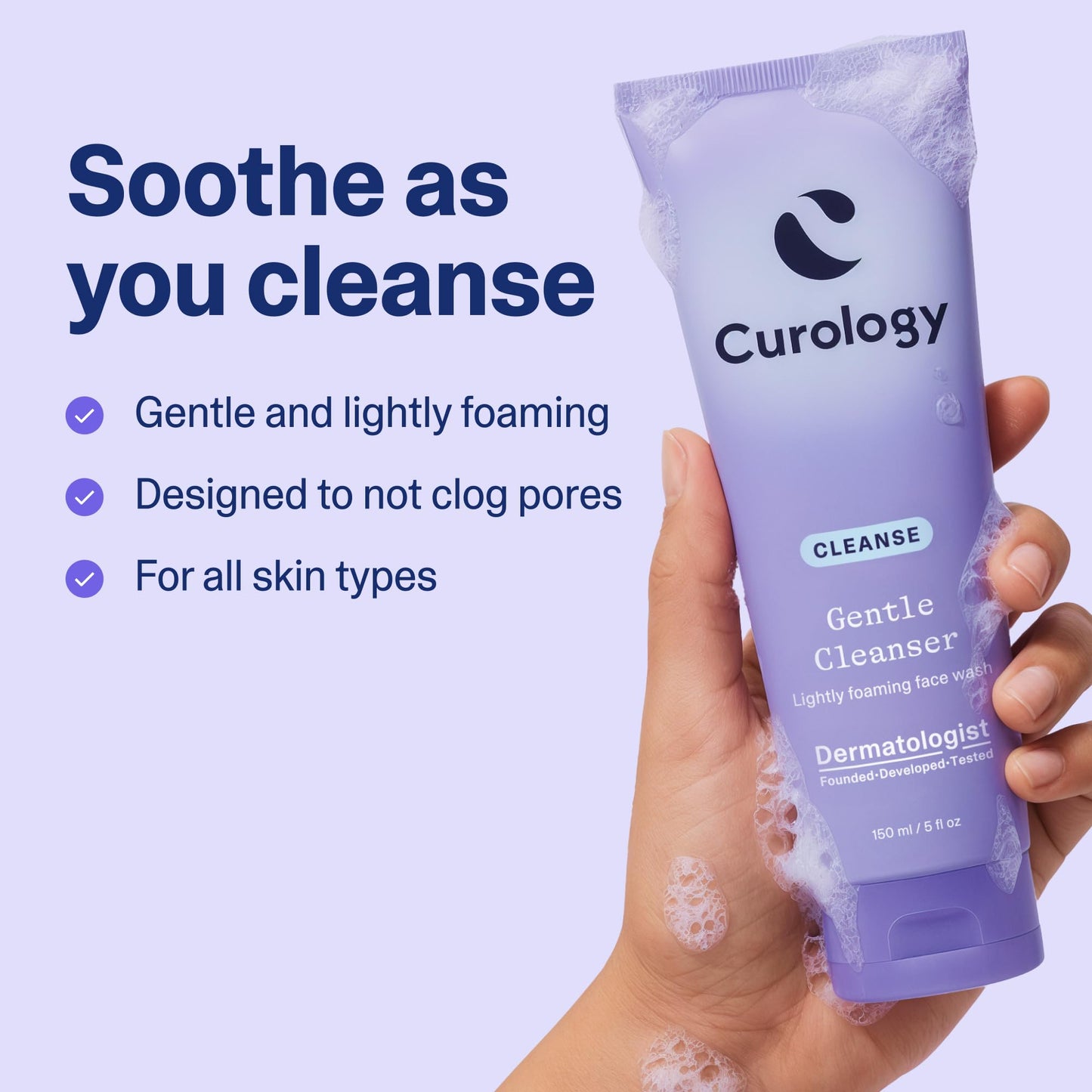 Curology Gentle Facial Cleanser, Hydrating Foaming Face Wash, for Sensitive, Dry or Oily Skin Types, 5 fl oz Beauty and Personal Care Curology