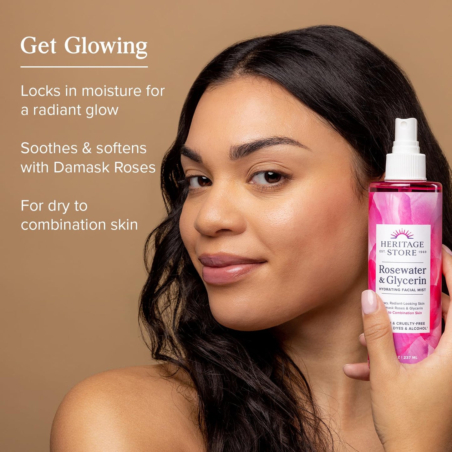 HERITAGE STORE Rosewater & Glycerin Hydrating Facial Mist - Dry Combination Skin Care - Rose Water Spray w/Vegetable Glycerine, Made Without Dyes or Beauty and Personal Care HERITAGE STORE