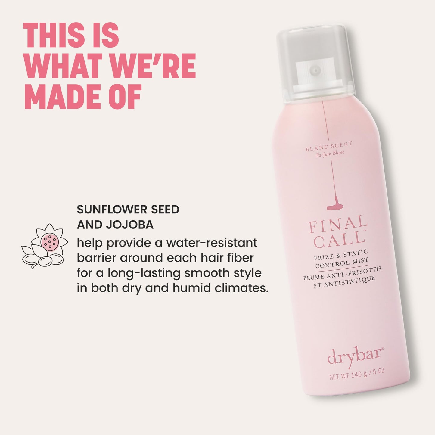 Drybar Final Call Frizz & Static Control Mist Blanc Scent - Full Size | Tames Flyaways to Maintain Smooth and Shiny Blowouts