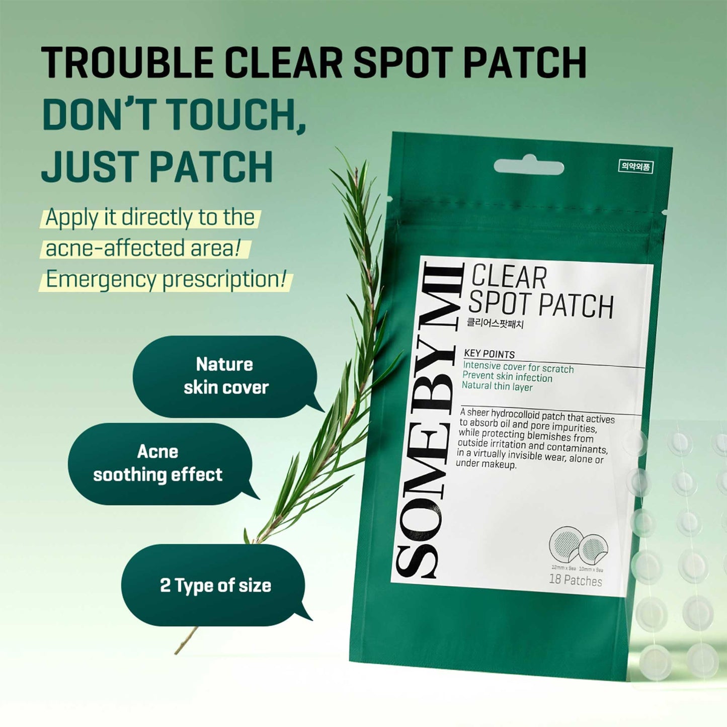 SOME BY MI 30 Days Miracle Clear Spot Patch - Pack of 1, 18 Counts, 2 Size(10mm 9Counts, 12mm 9Counts) - Invisible Hydrocolloid Skin Trouble