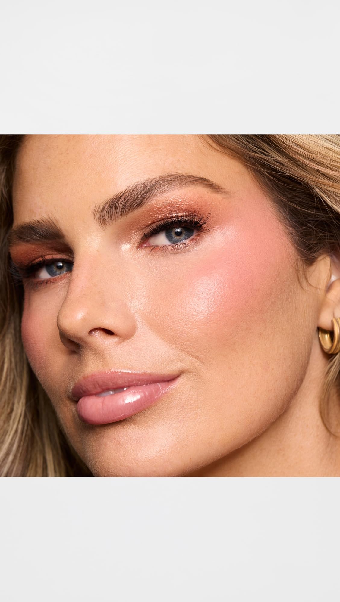 Your perfect lip-and-cheek pairing: Pinch My Cheeks Cream Blush in Angel + Forget The Filler Lip Plumping Gloss in Blushed Sand