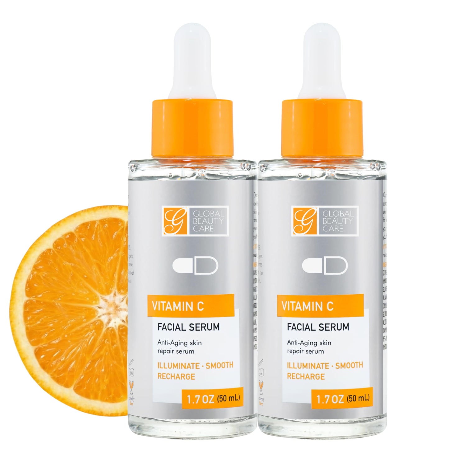 Global Beauty Care Vitamin C Facial Serum - Facial Treatment Serum with Hyaluronic Acid for Uneven Tone & Radiance Appearance Support, Fast Absorbing
