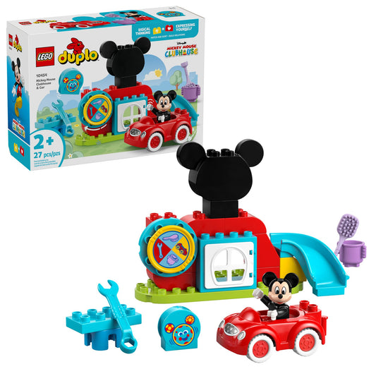 LEGO DUPLO Disney Mickey Mouse Clubhouse & Car 10454, Toddler Building Toy with Spinning Wheel, Fun Preschool Gift for Boys & Girls Ages 2+