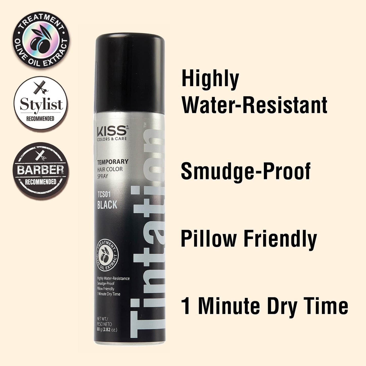 Red by Kiss Tintation Temporary Hair Color Spray, Instant Gray Root Touch Up Coverage, Water-Resistant & Smudge-Proof, Easy Wash Out, Barber