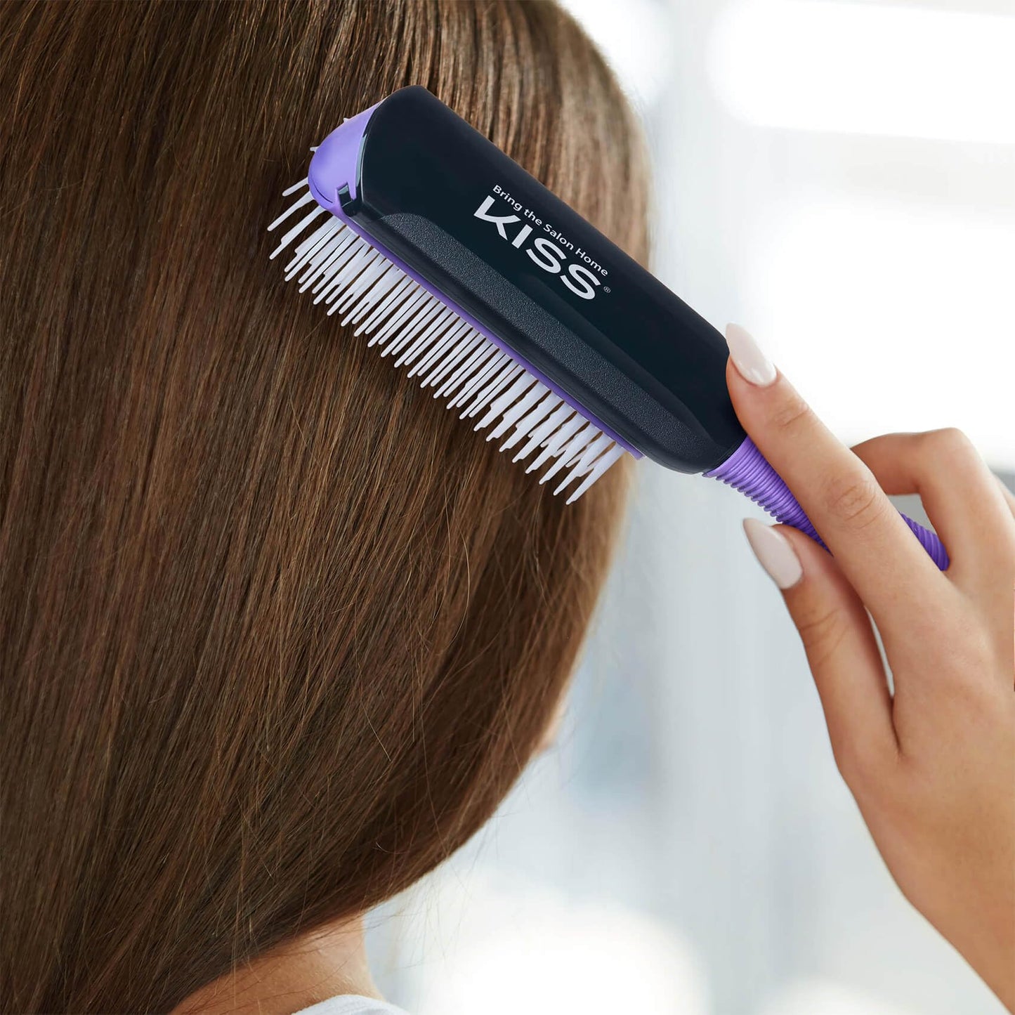 KISS Colors&Care 7 Row Non-Slip Detangling Hair Brush,Removable Cushion For Cleaning,Slip-Proof Handle For Sturdy Grip ,Detangles Without Pulling or