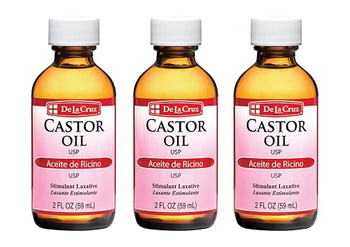 De La Cruz Castor Oil - 100% Pure Castor Oil for Hair, Skin, Eyelashes, and Eyebrows - USP Grade, 2 FL Oz (3 Bottles)
