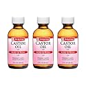 De La Cruz Castor Oil - 100% Pure Castor Oil for Hair, Skin, Eyelashes, and Eyebrows - USP Grade, 2 FL Oz (3 Bottles)