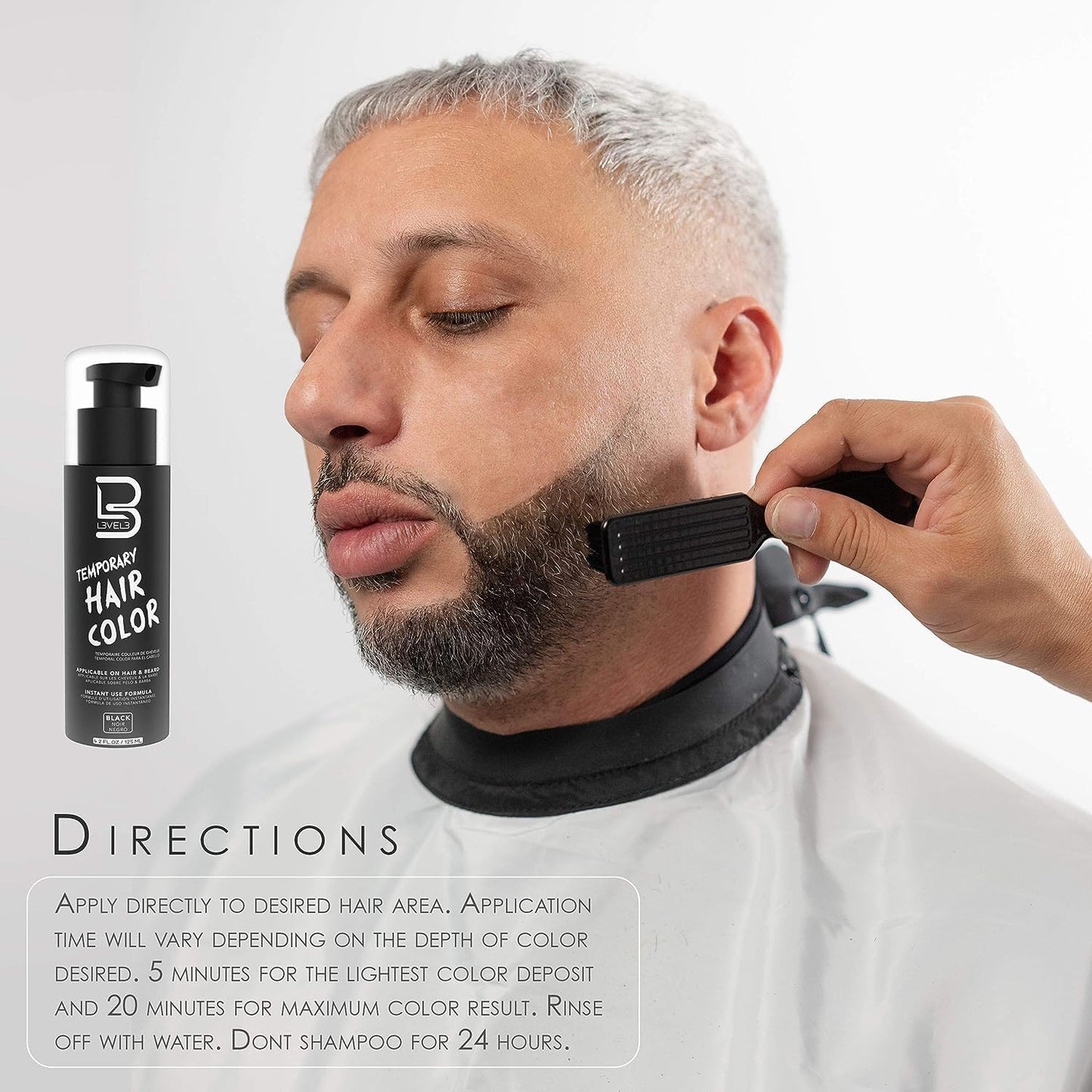 Level 3 Temporary Beard Color - for Black Hair Beards - Full Beard in Minutes - Easy to Apply and No Mixing Required L3 (4.2 Oz, 3)