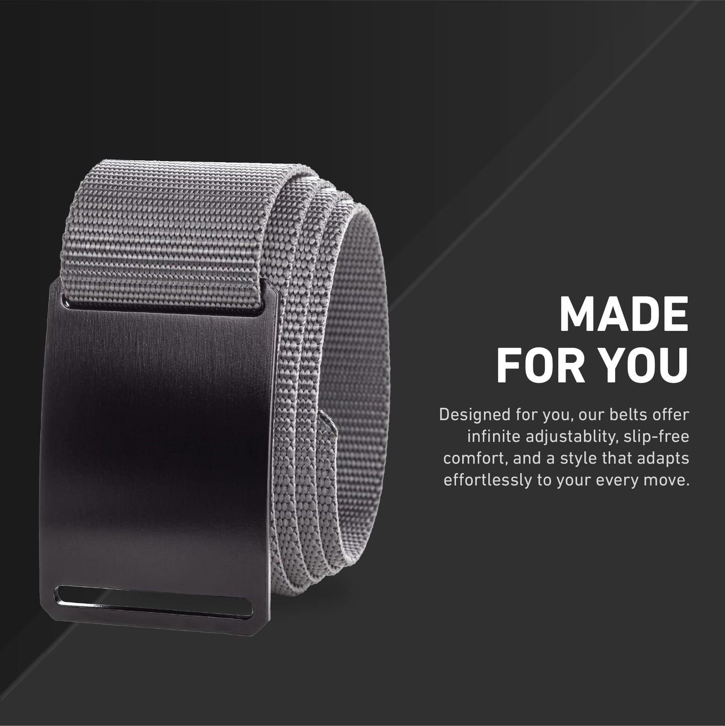 GRIP6 Tactical Belt - No Hole, Nylon Belts for Men and Women - Made in the USA (Ninja)