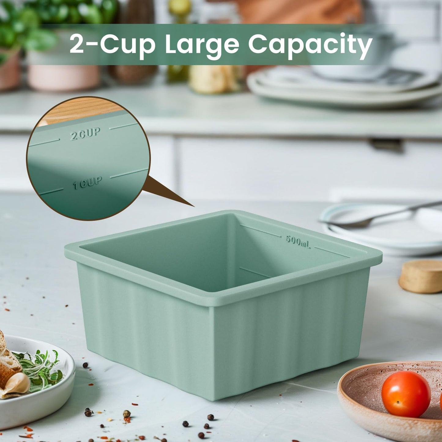 Silicone Freezer Tray for Soup Ice Cubes: 2-Cup Freezing Trays with Lid for Meal Prep - 4Pack Silicon Soup Portion Freeze Tray Make Stock Souped Ice…