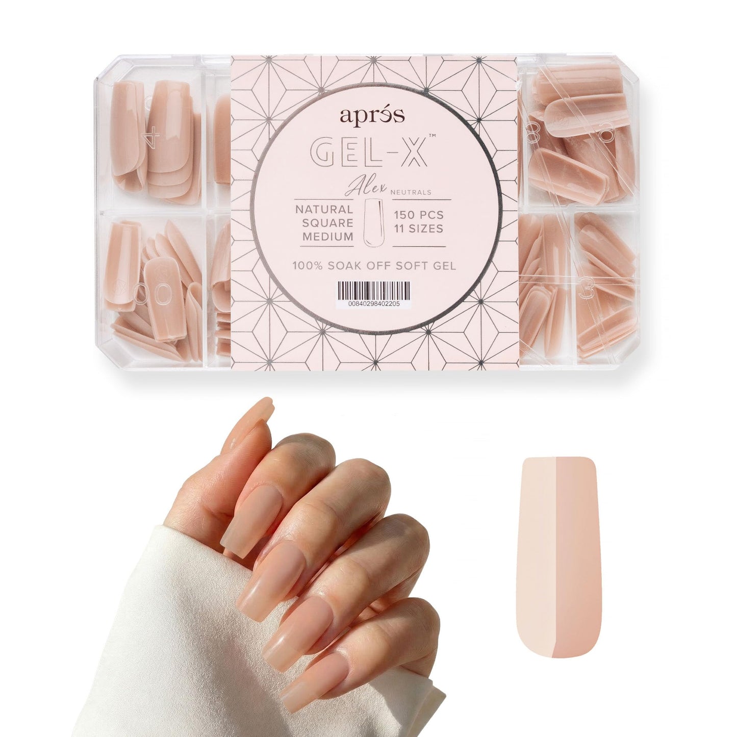 Aprés Neutrals Gel-X Alex Box Of Nail Tips, 11 Sizes 00-9, Soft Gel Nail Tip Box, Nail Extensions (150pcs) (Natural Square Medium, 150pcs) Beauty & Personal Care APRÉS