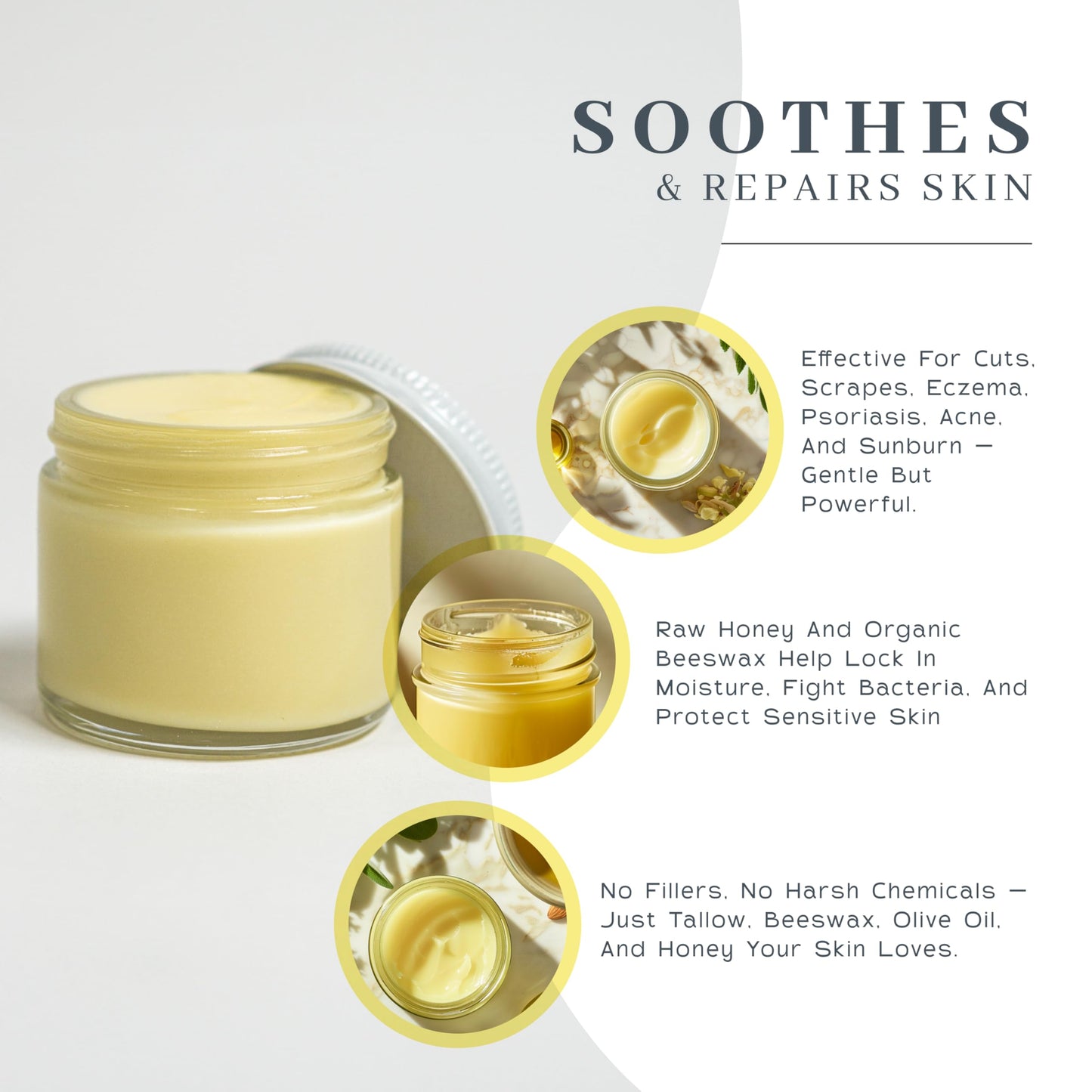 Vanman's Tallow and Honey Balm With No Added Scent - Face Moisturizer with Grass-Fed/Finished Beef Tallow for Skin, Organic Raw Honey and Beeswax Beauty and Personal Care The VanMan Company