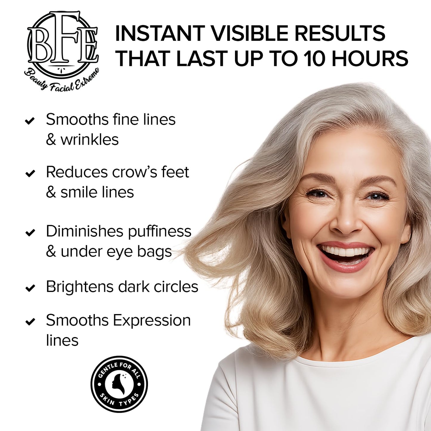 Instant Eye Tightener Cream - Reduces Under Eye Puffiness, Bags, Dark Circles. Lift Technology to Tighten & Firm Sagging Skin Around Eyes. Smooths
