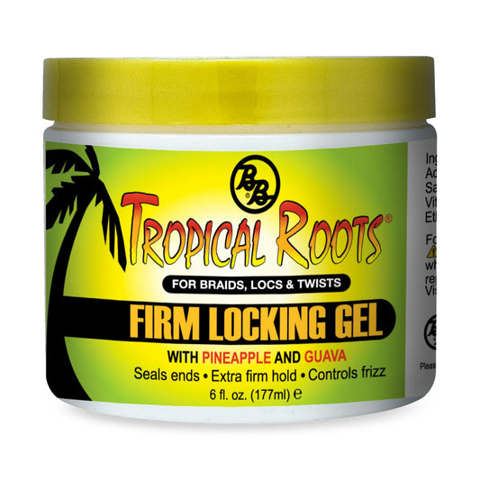 Bronner Bros Tropical Roots Firm Locking Gel - Loc & Twist Gel Ideal for Braids, Twists & Locs with Pineapple & Guava Extracts, Vitamins B5 & B12