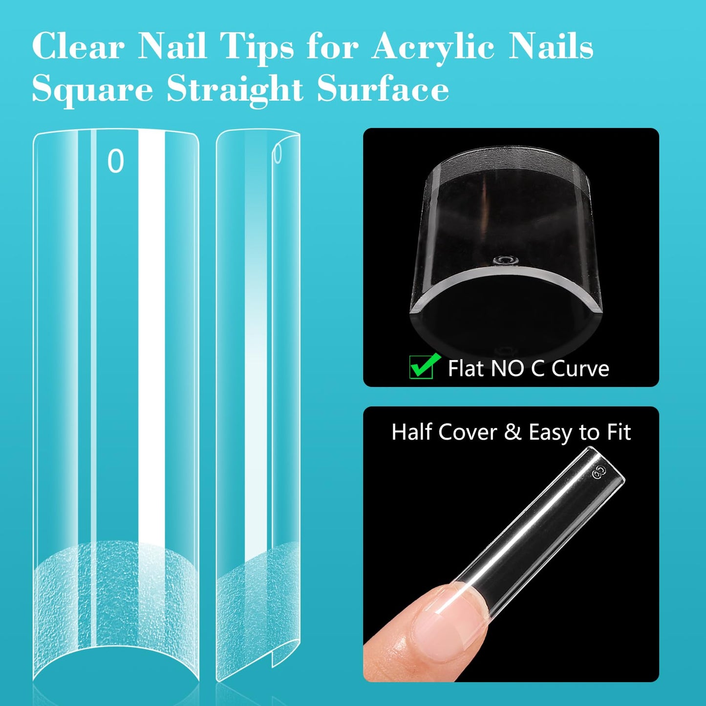 Lionvison Square Nail Tips NO C Curve, 504PCS XL Long Straight Flat Pre Shaped False Nails, Half Cover Clear Nail Tips for Acrylic Nails, French Nail Beauty and Personal Care LIONVISON