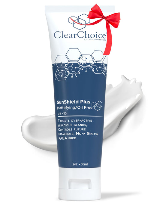 Clear Choice Sun Shield Plus 1.7oz - Non-Greasy Daily Sunscreen for Oily & Acne-Prone Skin, SPF 30, Controls Breakouts & Sebum, PABA-Free with Zinc