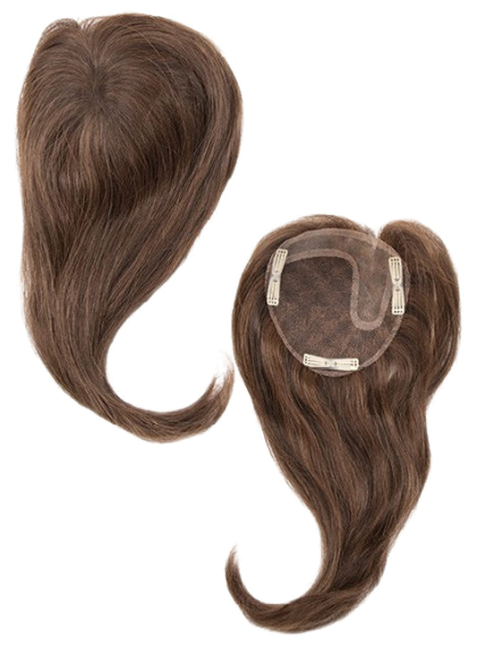 ADD-ON LEFT Human Hair/HF Synthetic Blend Topper by Envy, 5PC Bundle: Topper, 4oz Mara Ray Luxury Shampoo & Conditioner, Wide Tooth Comb, and 19 Page